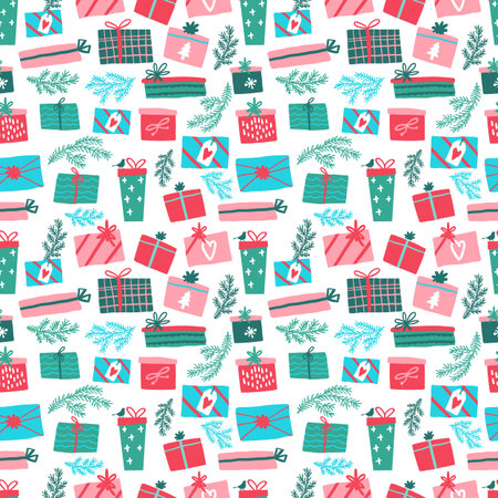 Seamless pattern of colorful gift