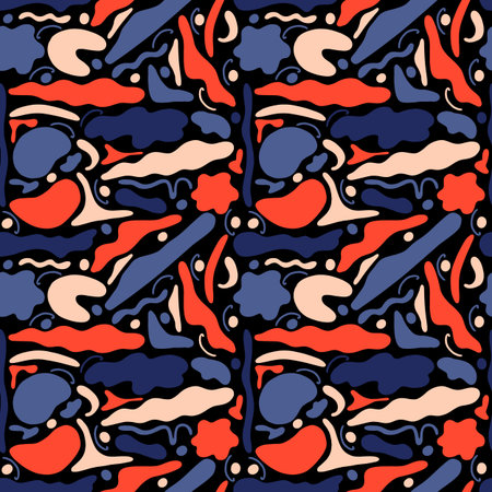 Abstract vector seamless pattern geometric shapes in memphis style. Art minimalism background for...
