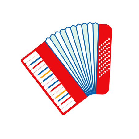 Accordion isolated on white background. Accordion flat icon in cartoon style. Accordion closeupのイラスト素材