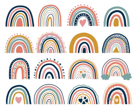 Nice neutral bohemian rainbowsのイラスト素材
