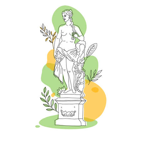 Ancient Greek goddess statue in a continuous line.のイラスト素材