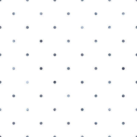Polka dot blue grey watercolor pattern on white with circles.の写真素材