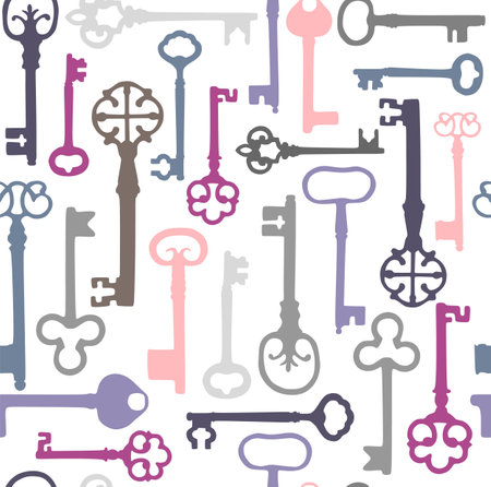 Vintage seamless pattern with different antique color keys in on white background.のイラスト素材