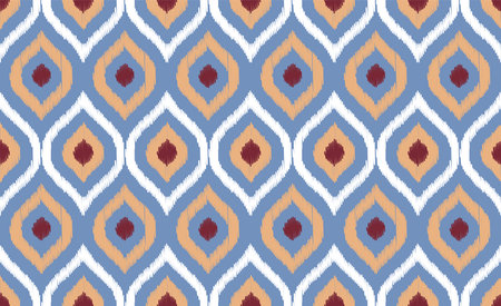 Uzbek ikat seamless pattern-traditional silk fabric in Uzbekistan. Handmade textile print product. Using in fashion industry surface patternのイラスト素材