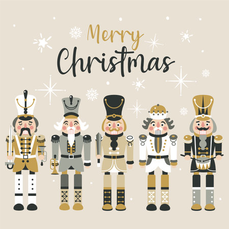 Christmas Nutcrackers Vector Illustration on Light Backgroundのイラスト素材