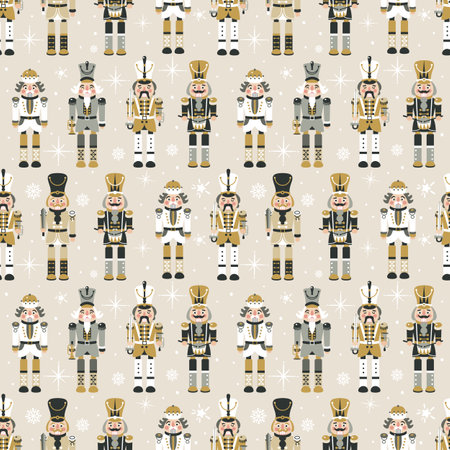 Seamless Christmas Pattern with Nutcrackers in Vector.のイラスト素材