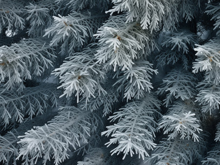 Spruce branch. Beautiful branch of spruce with needles.の素材