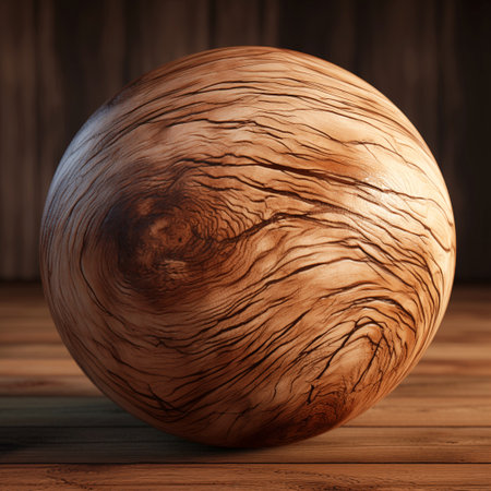 Wooden sphere 3d rendering, spherical shape madeの素材