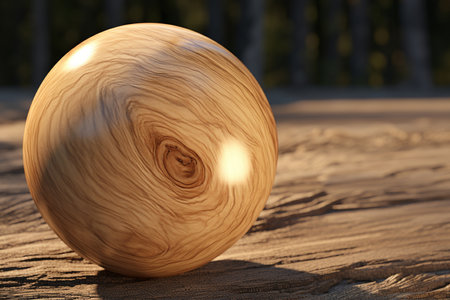 Wooden sphere 3d rendering, spherical shape madeの素材