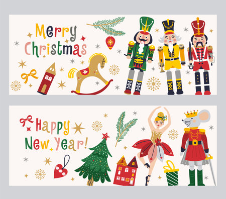 Christmas Nutcrackers Vector Illustration on Light Backgroundのイラスト素材