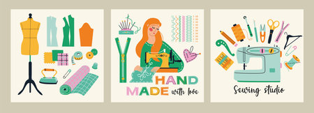 Set of sewing tools icons