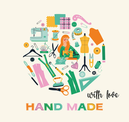 Set of sewing tools iconsのイラスト素材