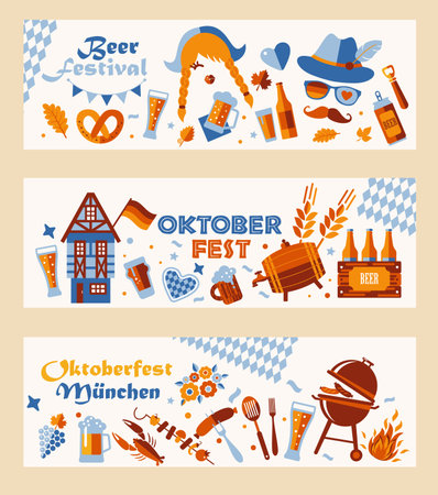 Oktoberfest flyer, banner. Beer festival logo concept designのイラスト素材