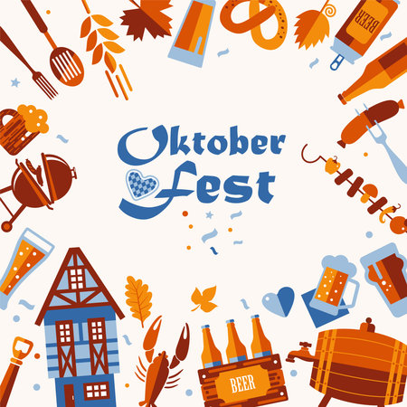 Oktoberfest flyer, banner. Beer festival logo concept designのイラスト素材