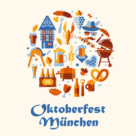 Oktoberfest flyer, banner. Beer festival logo concept designのイラスト素材