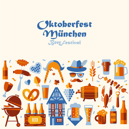Oktoberfest flyer, banner. Beer festival logo concept designのイラスト素材