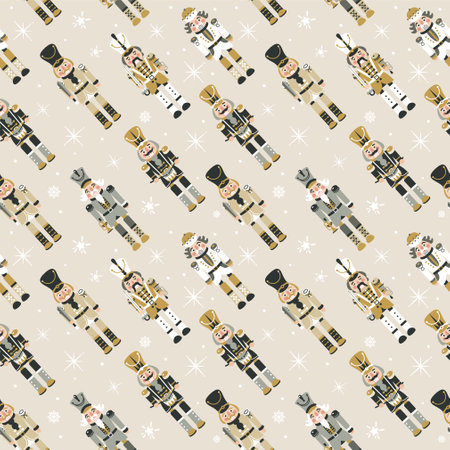 Seamless Christmas Pattern with Nutcrackers in Vector.のイラスト素材