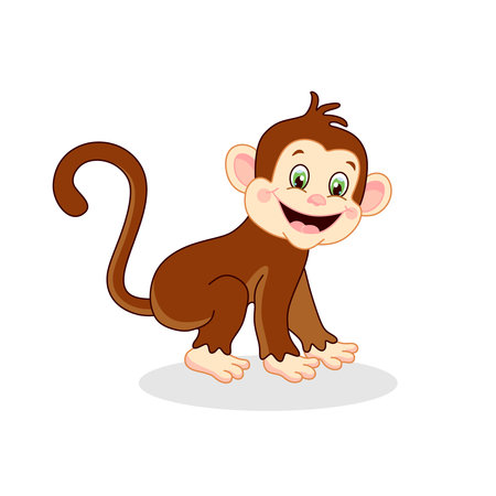 Cute cartoon monkey isolated on white background.のイラスト素材