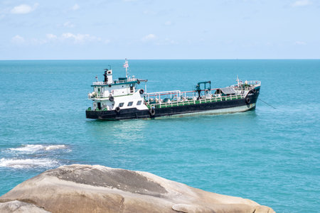 Logistics and transportation of a cargo ship in the ocean. Freight transport, Delivery
