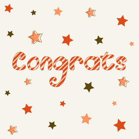 Red and beige inscription congtatulations on a background with starsのイラスト素材