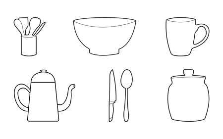 Set of icons for dishesのイラスト素材