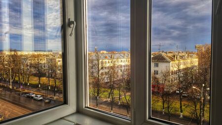 Rainy cloudy day, Nizhny Novgorod, Russiaの写真素材
