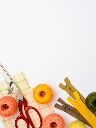 Copyspace frame with sewing tools and accesoriesの写真素材