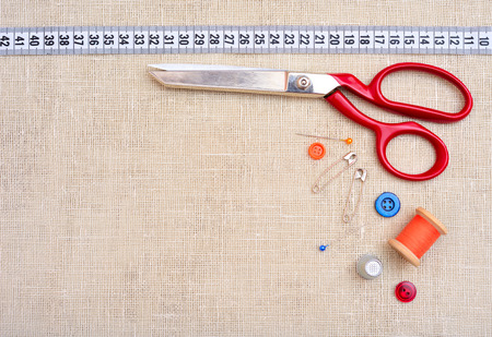 Copyspace frame with sewing tools and accesoriesの写真素材