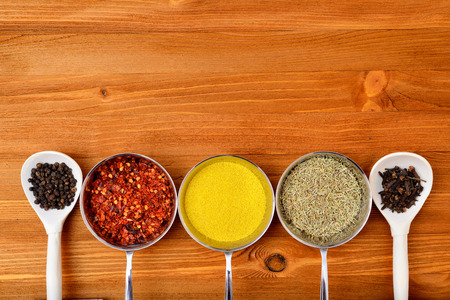 Copyspace food frame with spices and cooking accesoriesの写真素材