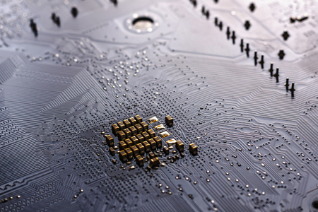 Close up of printed circuit board tracksの写真素材