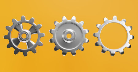 Group of metal gears on an isolated background.3d renderingの写真素材