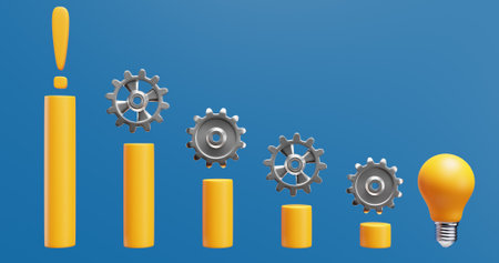 Light bulb gear ladder. Success strategy achievement progress innovation. 3d renderingの写真素材