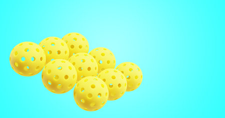 Pickle ball yellow sports balls on an isolated background. Close up 3D renderingの写真素材