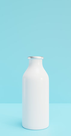 milk dairy day. Full bottle on the table. 3d rendering.の写真素材