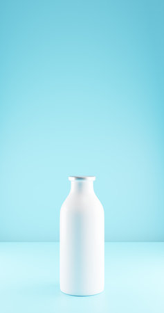 Milk bottle on the table. Close up 3d rendering.の写真素材