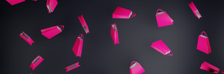 Black Friday Sale. Banner paper shopping bags. 3D renderingの写真素材