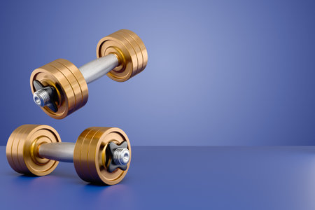 Two metal dumbbells. 3d renderingの写真素材