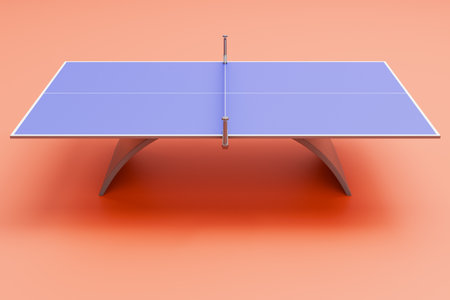 Table tennis table orange floor. 3d renderingの写真素材