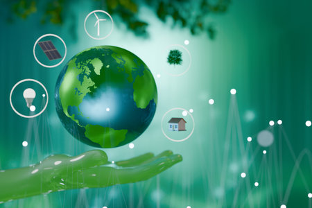 A hand holds the Earth, symbolizing environmental awareness and sustainability practices. 3d...