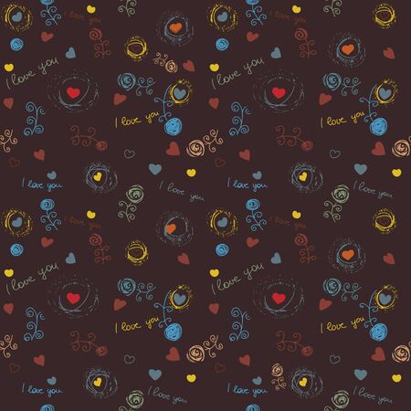 vintage flower love , vector image, wallpaper, patternのイラスト素材