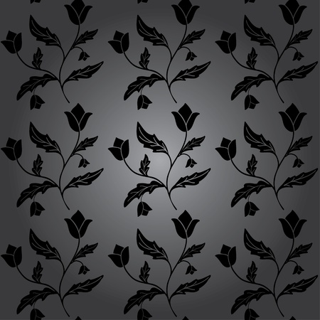 Black flower seamless wallpaper のイラスト素材