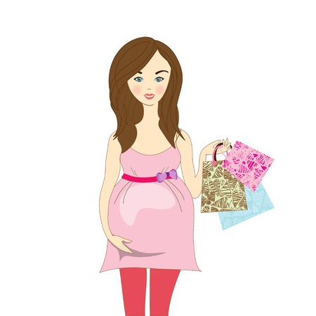 Woman holding shopping bags against a white background  Vectorのイラスト素材