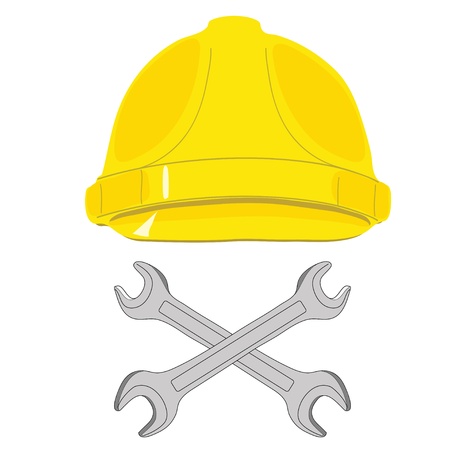 The protective helmet working and crossed wrenches  The image of a skull and bonesのイラスト素材