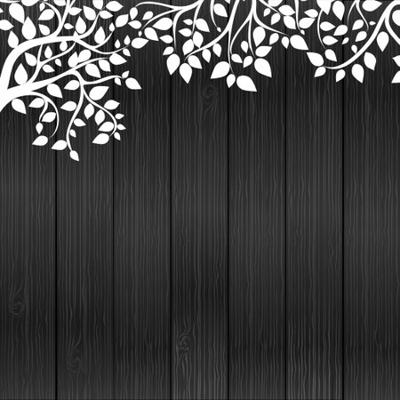 White floral on wood background, vector illustrashionのイラスト素材