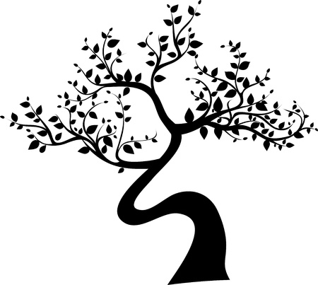black tree silhouette isolated on white backgroundのイラスト素材