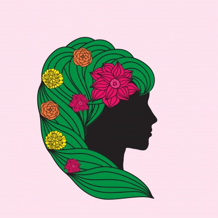 Floral abstract woman on white background のイラスト素材