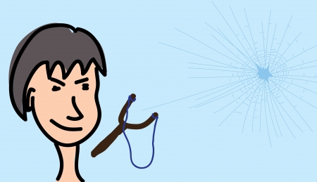 slingshot bully broke the windowのイラスト素材