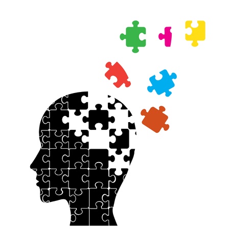 Memory loss man, presented in the form of secondary particles of the brainのイラスト素材