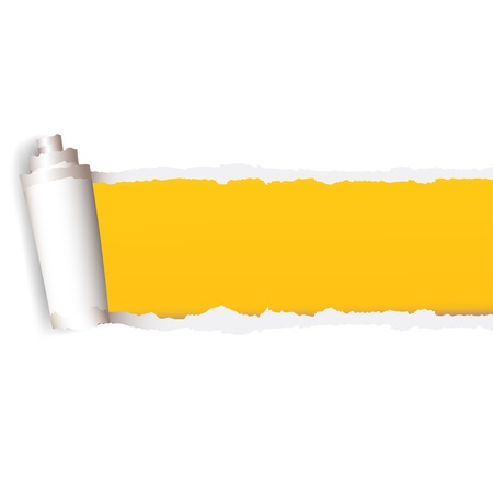 background yellow and white and torn paper edge, vectorのイラスト素材