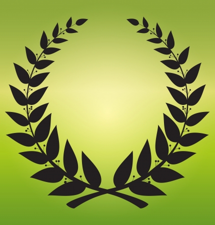 laurel wreath - a symbol of games, black on a beautiful green backgroundのイラスト素材